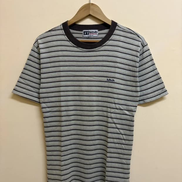 비치 스케이트보드 스트라이프 보더 반팔 티셔츠