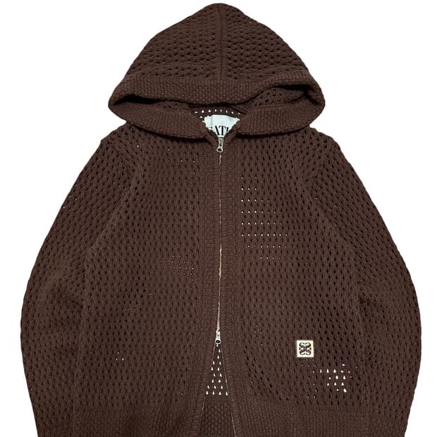 SATUR 세터 브라운 후드 니트집업