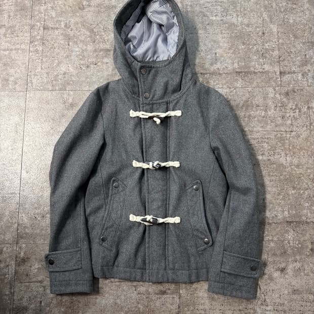 후디드 울 더플 코트 