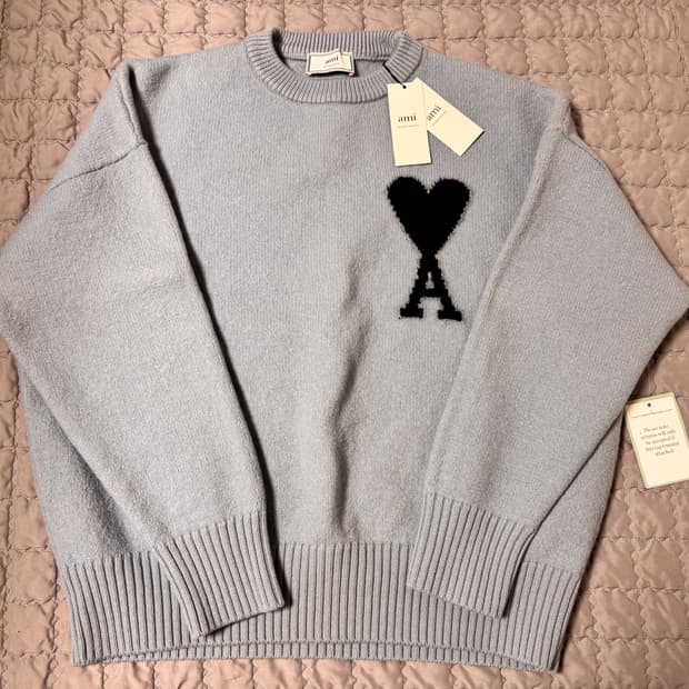 아미 인타르시아 니트 스틸블루 M 새상품