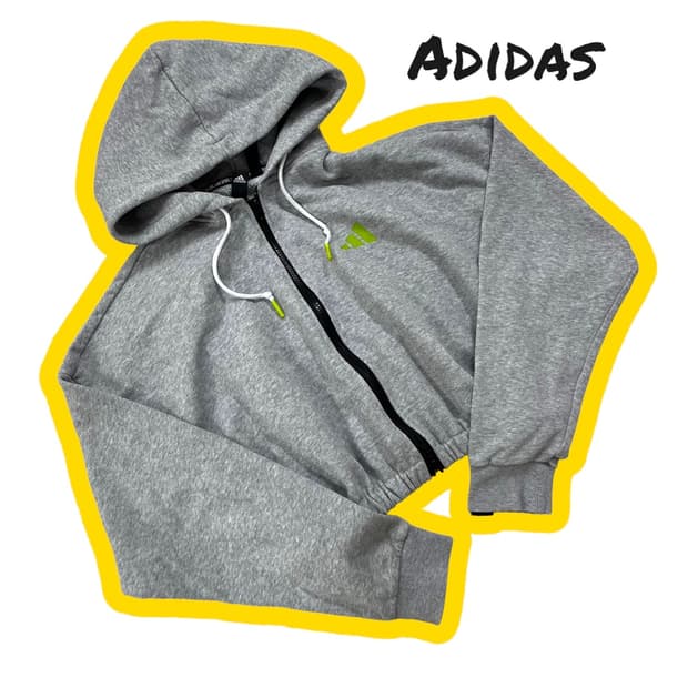 아디다스 빅로고 2way 투웨이 크롭 후드집업