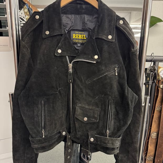 REBEL 빈티지 벨벳 라이더 가죽자켓(데미지)