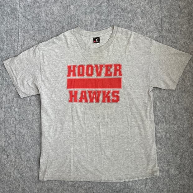 빈티지 후버 호크스 헤인즈 비피 티셔츠 XL 사이즈 그레이 Y2K 스타일