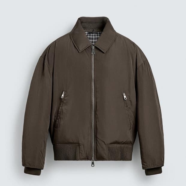 자라 콘트라스트 퀼팅 봄버 재킷 Zara 다크 브라운 S