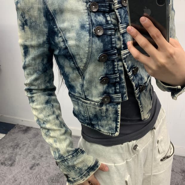 빈티지 워싱 데님 나폴레옹 자켓