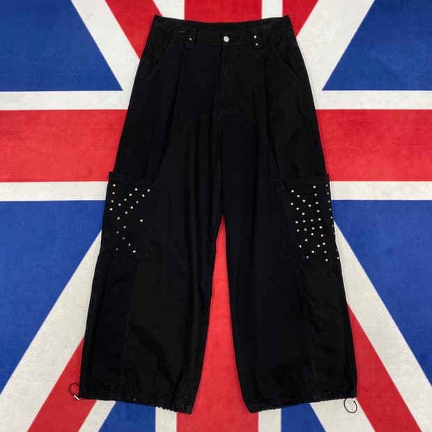 빈티지 와이드 카고 스트링팬츠 L 