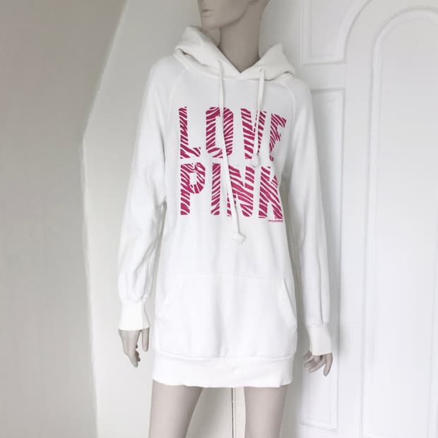 PINK Zebra Lettering Long Hoodie 
