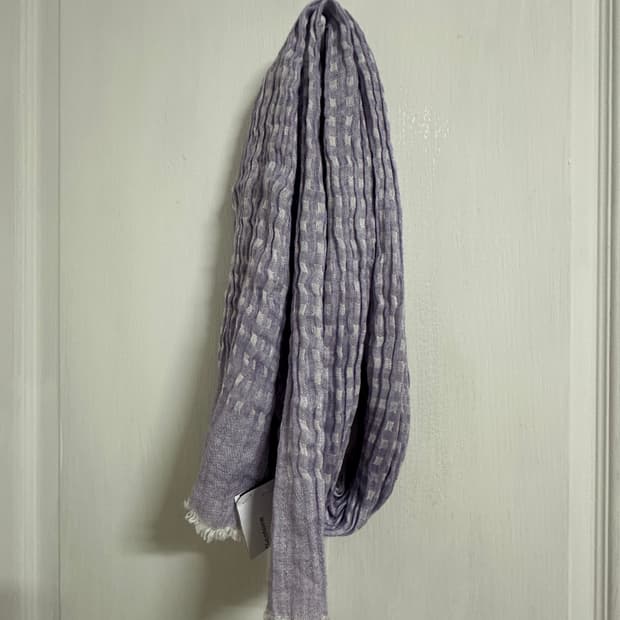 모리걸 연보라 깅엄체크 양면사용 린넨혼방