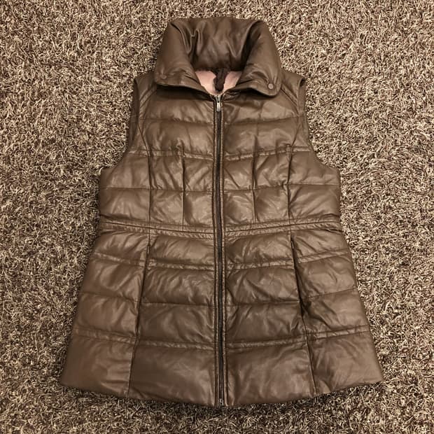 크로커다일 양가죽 다운 레더 가죽 패딩 조끼 베스트