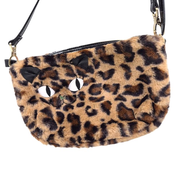 안나수이 레오파드 퍼 고양이 크로스백