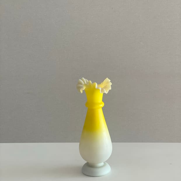 일본 유리 화병 노란색 옐로우 빈티지