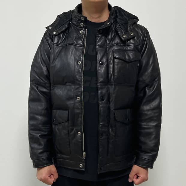 슈프림 05AW 퀄팅 레더 다운 자켓 블랙