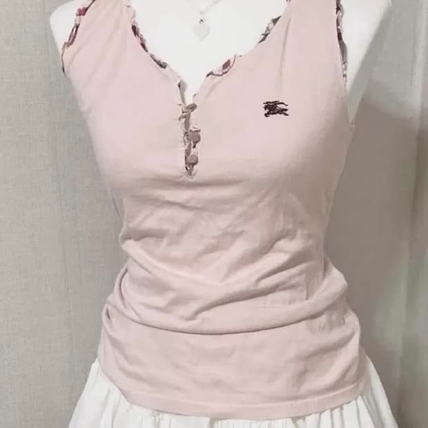 버버리 블루라벨 핑크 슬리브리스