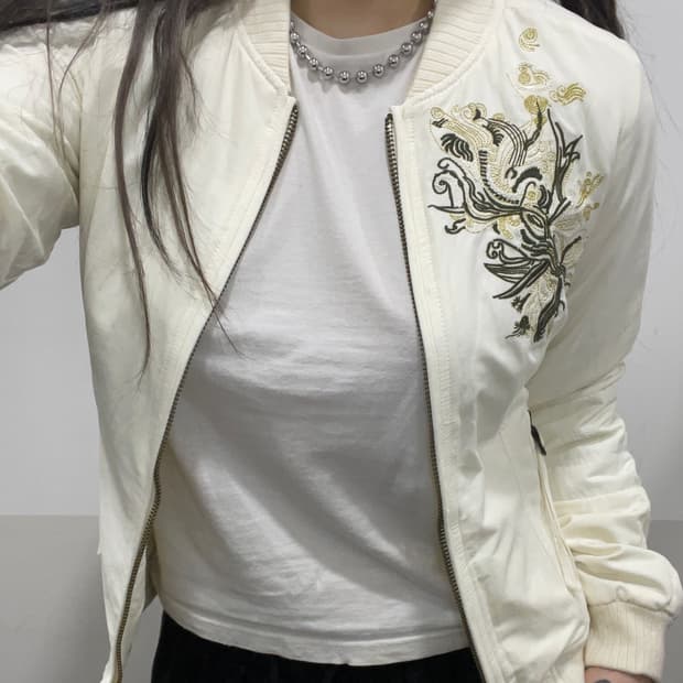 (빈티지)레어 Diesel 디젤 자수 슬림핏 봄버자켓