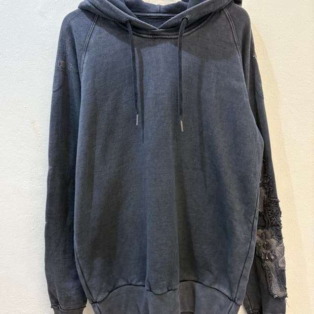DIESEL Distressed Star & Lace Hoodie 