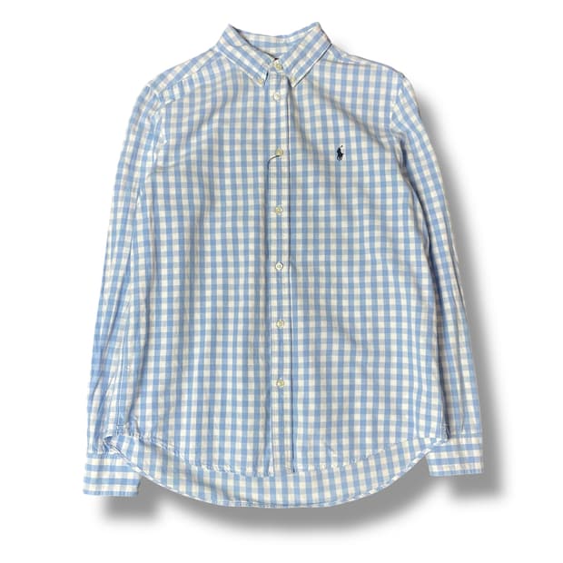 폴로랄프로렌 네이비로고 블루 깅엄 체크 셔츠 XL
