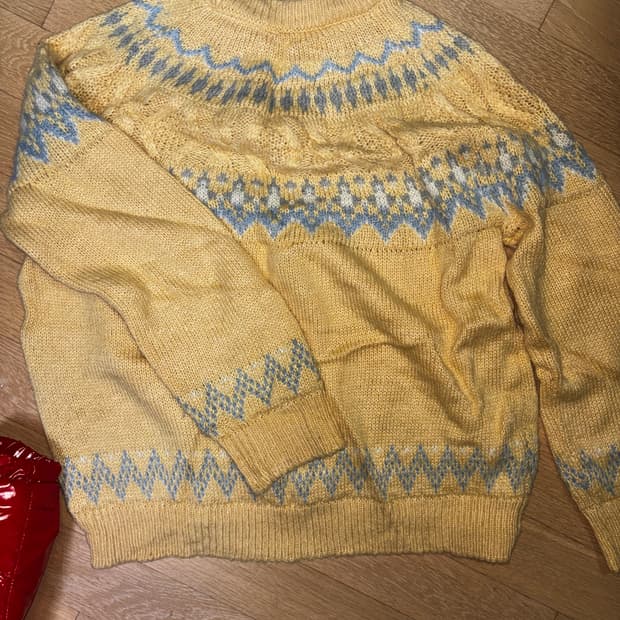 자카드 니트 스웨터 옐로우