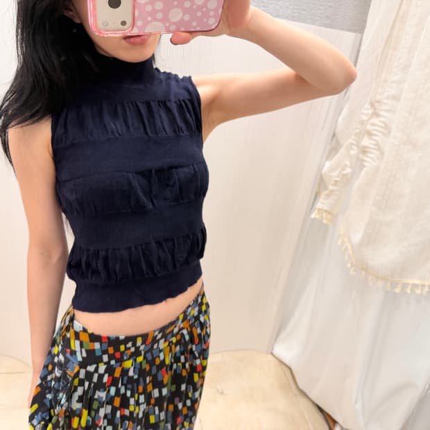 Wrinkle navy summer knit