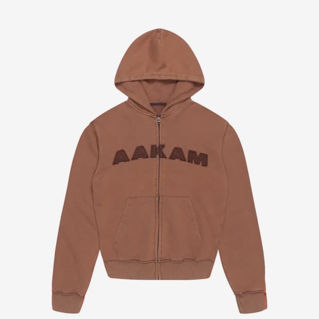 아캄 워시드 로고 후드집업 브라운 2