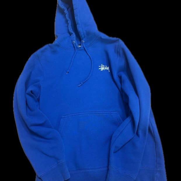 스투시 베이직 후드티 블루