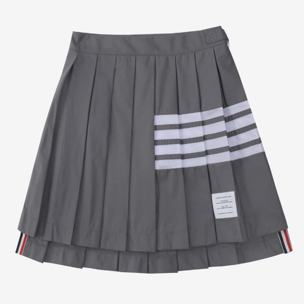 [톰브라운/새상품] 여성 립스탑 플리츠 스커트 그레이 (44)