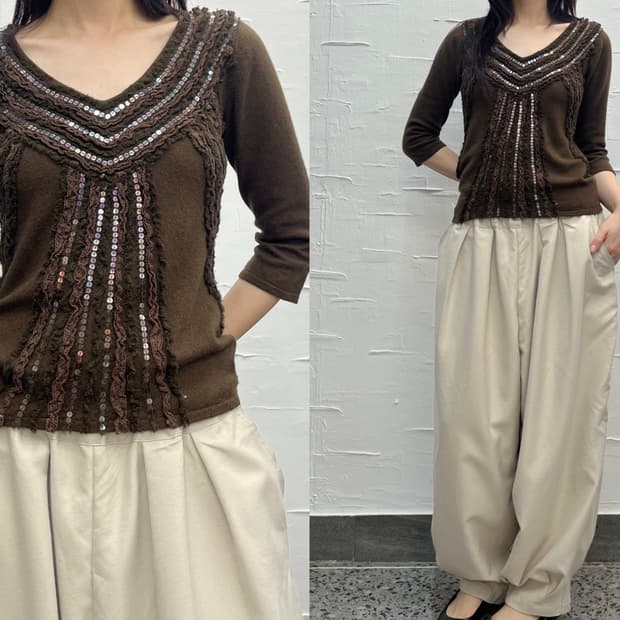 Beeds v-neck knit
