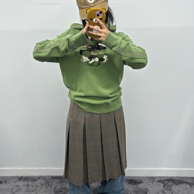 체크 롱스커트