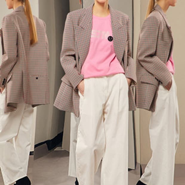 시스템 파리컬렉션 세미오버핏 간절기 체크자켓 55사이즈