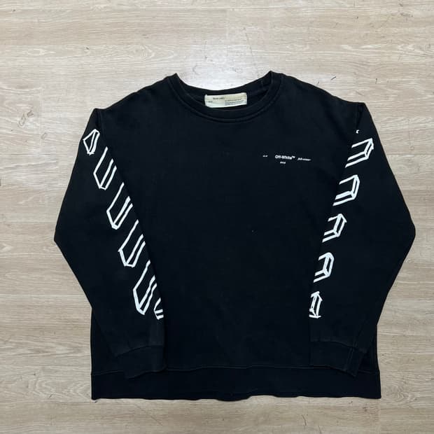 오프화이트 애로우 로고 프린팅 맨투맨 [블랙] M/95