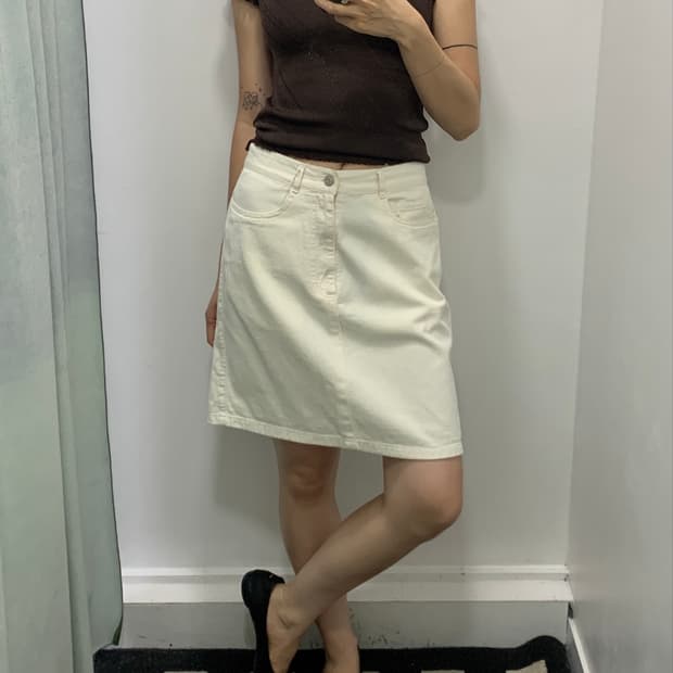 랄프로렌 아이보리 미디스커트