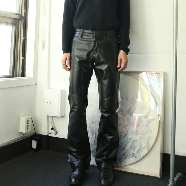 갭 레더 부츠컷 팬츠