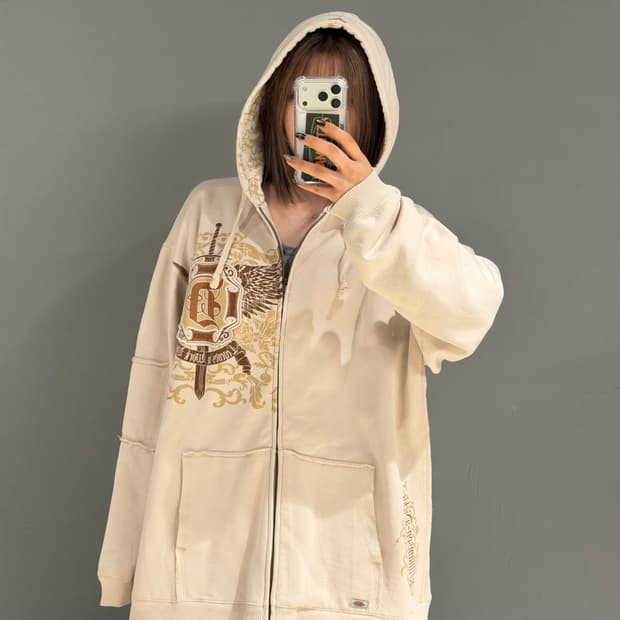 Dickies printing oversized hood zip-up