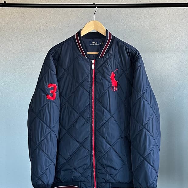 [XL]폴로 랄프로렌 빅포니 퀼팅 누빔 자켓 navy