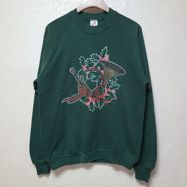 80s USA  jerzees 빈티지 나그랑 카키 스웻셔츠 긴팔 맨투맨