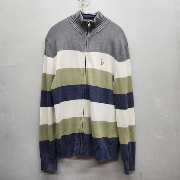 헤지스 멀티컬러 스트라이프 반집업 니트 M(남여공용)
