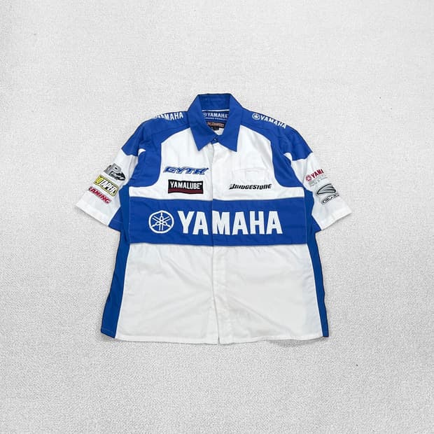 야마하 Yamaha 레이싱 팀 엠브로이드 반팔 셔츠 자켓