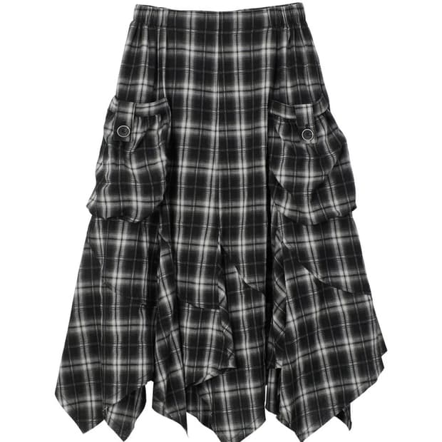 파히섬 체크 포켓 스커트 _ 블랙