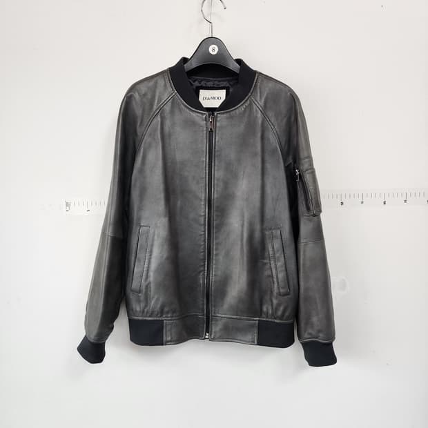 데무 블랙 레더 봄버 자켓