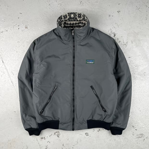 빈티지 LL Bean 아즈텍 플리스 라인드 웜업 자켓 그레이