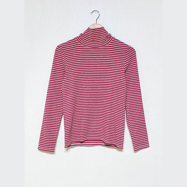 Red Striped Turtleneck Tee