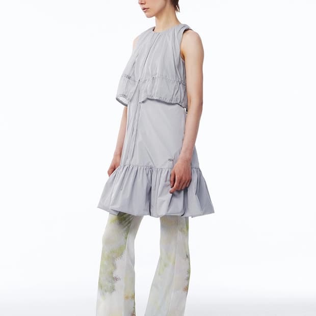 기준 kijun 그레이 시어 레이어드 미니 드레스