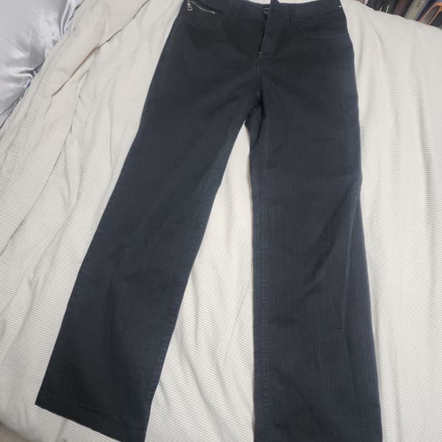 edwin black pinstripe pants