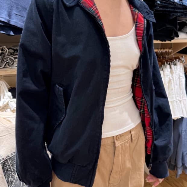 브랜디멜빌 네이비 안감체크 자켓