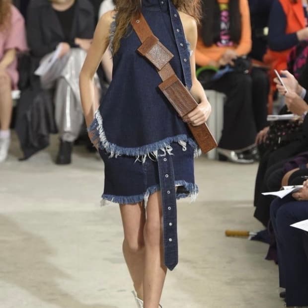 marques almeida 데님 슬리브리스 탑