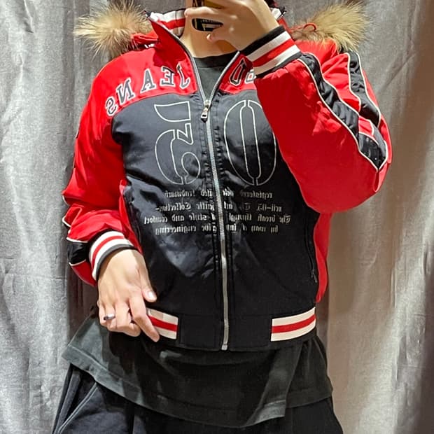 M FUBU 우먼스 스펠링 로고 라쿤 후드 패딩