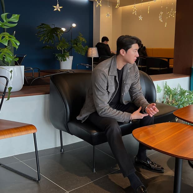 [L-XL] 차콜 그레이 스웨이드 자켓