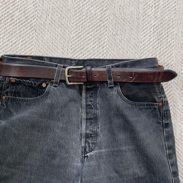 빈티지 Saddle Leather 브라운 레더 벨트