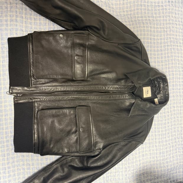 자라 소가죽 에비에이터 자켓