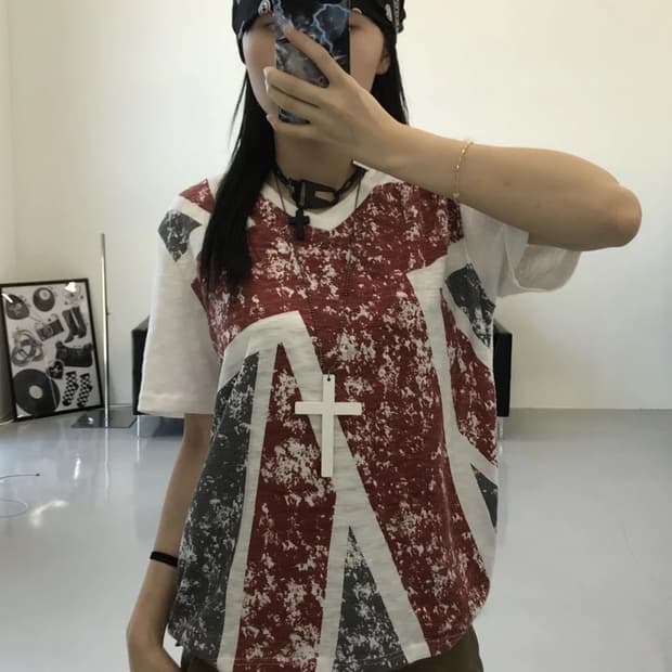 c.p.s 빈티지 유니언잭 그래픽 티셔츠