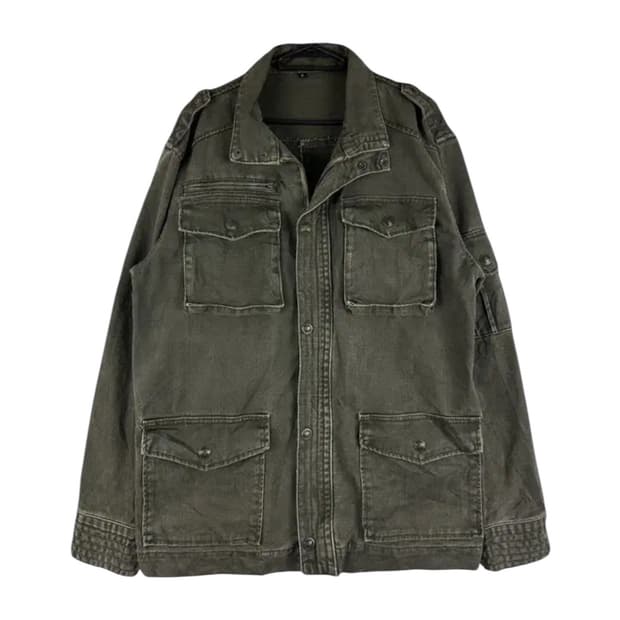 Khaki Multi-Pockets Worker Coat Jacket
